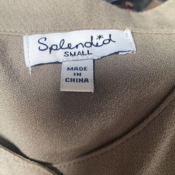 SPLENDID Henley Military Olive Fringe Hem Tunic Dress-S - Picture 9 of 9